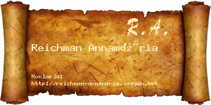 Reichman Annamária névjegykártya